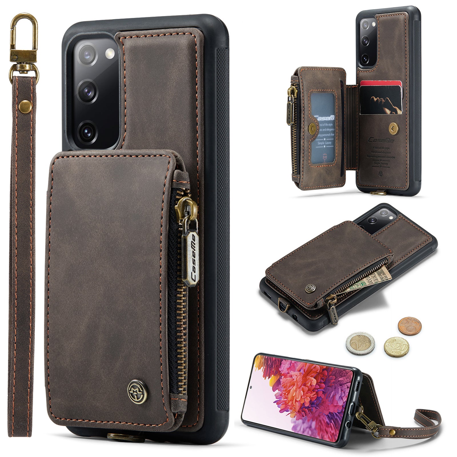 CASEME C20 Series for Samsung Galaxy S20 FE S20 FE 5G S20 FE 2022 S20 Lite RFID Blocking Zipper Pocket Phone Case PU Leather Coated TPU Cover Wallet Kickstand CASEME C20 Series for Samsung Galaxy S20 FE S20 FE 5G S20 FE 2022 S20 Lite RFID Blocking Zipper Pocket Phone Case PU Leather Coated TPU Cover Wallet Kickstand